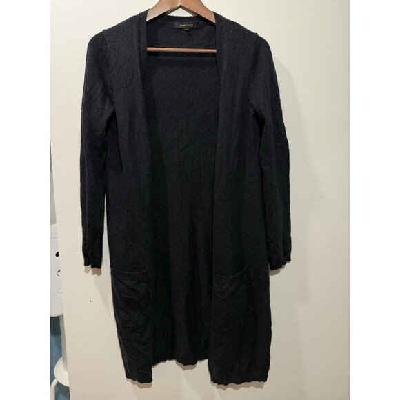BCBG Max Azria Sweater Cardigan Angora Wool Blend Black Long Size Small - Picture 1 of 6